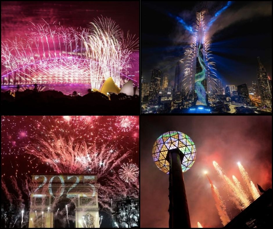 2025 es recibido con fuegos artificiales, abrazos y silencios alrededor del mundo