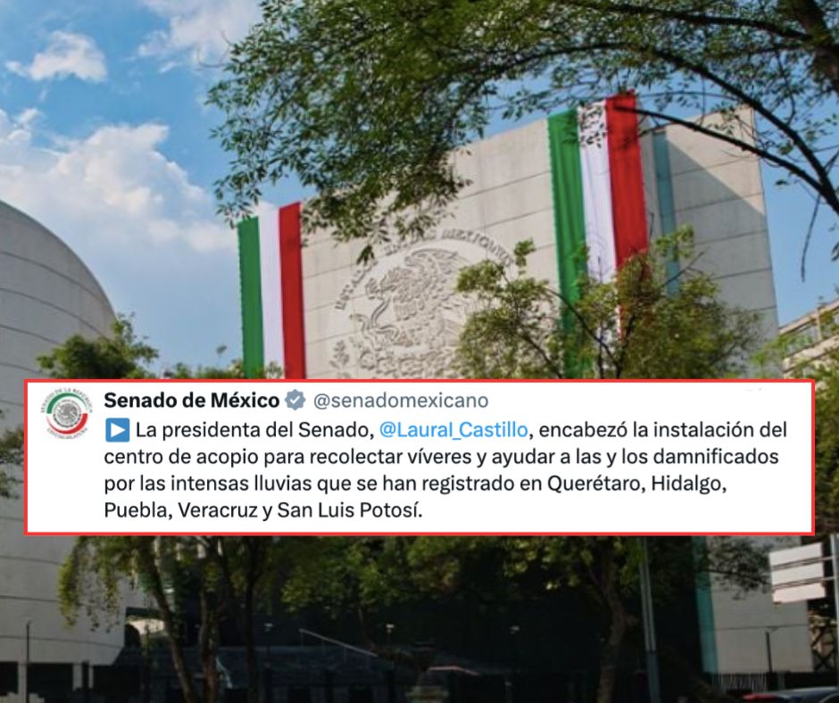 Senado abre centro de acopio y propone donar una quincena de salario para apoyar a damnificados