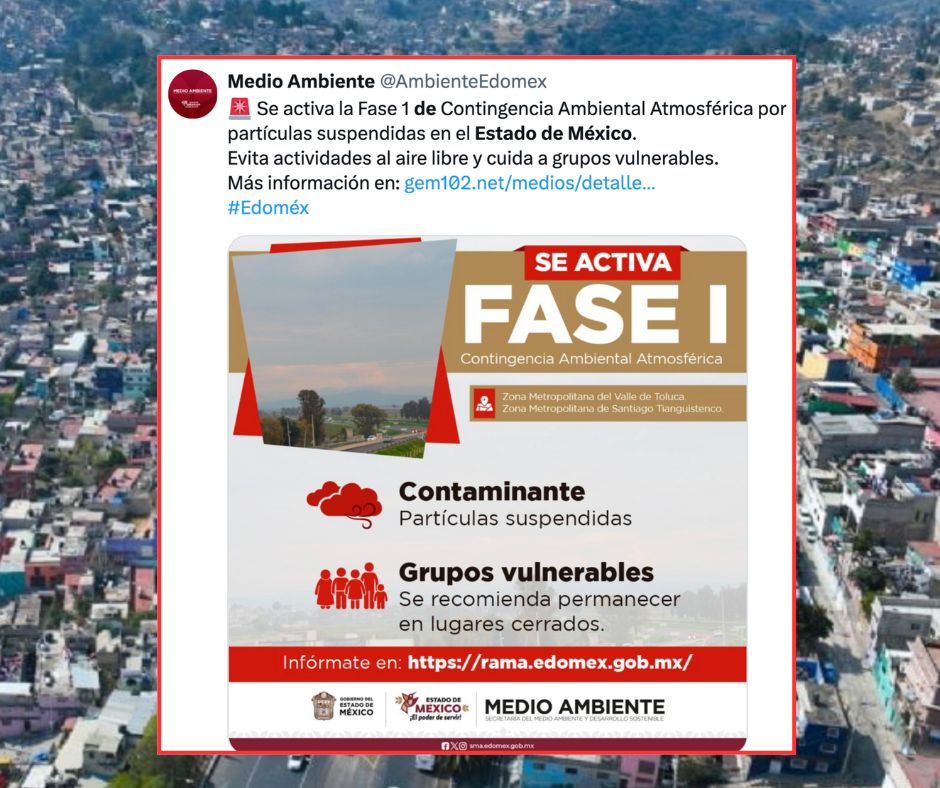 Contingencia ambiental en el Edomex tras celebraciones decembrinas: Activan fase 1