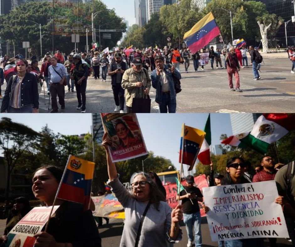 Marcha en CDMX: Claman soberanía y protestar por intervención de EE.UU. en Venezuela