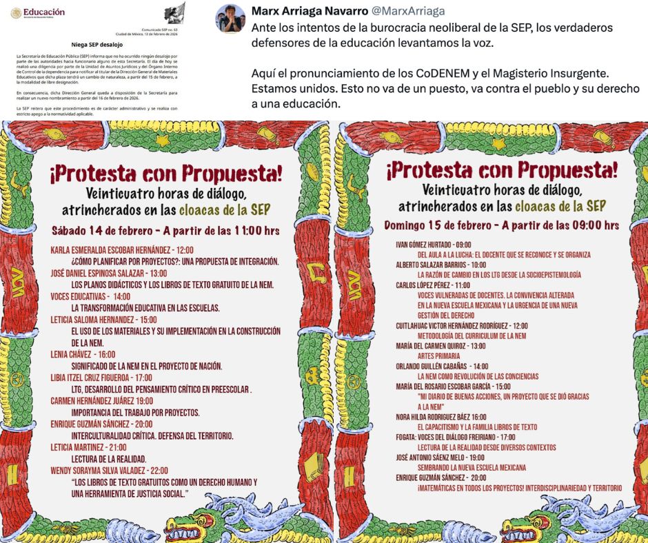 Marx Arriaga convoca 24 horas de conversatorios en la SEP tras su destitución y llama a defender la NEM