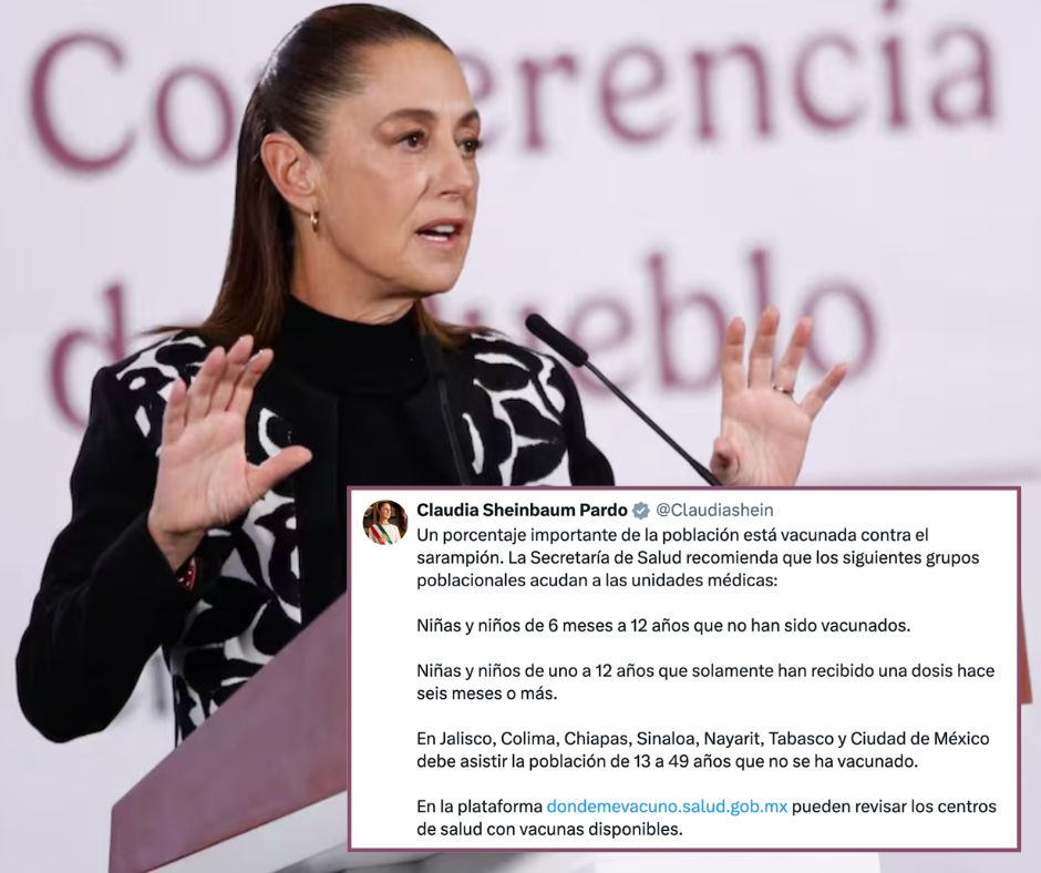 Sheinbaum prioriza vacunación ante 8,899 casos de sarampión y descarta cubrebocas obligatorio