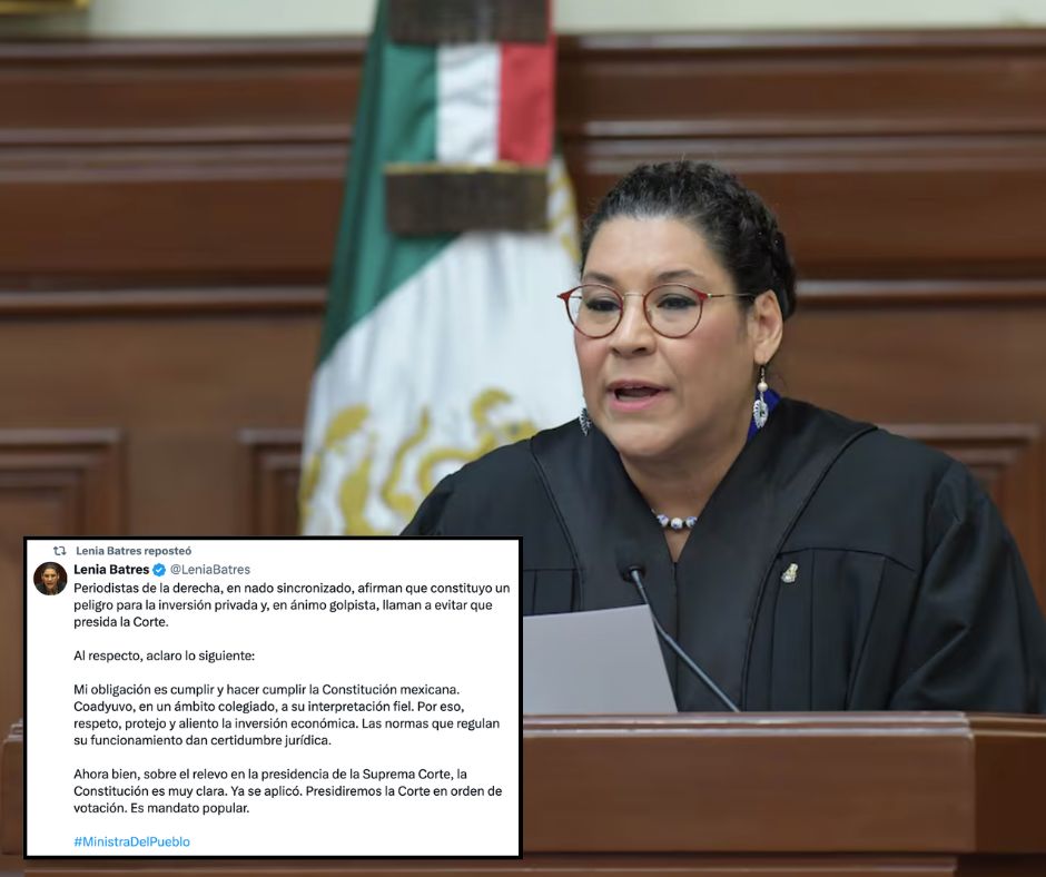 Lenia Batres afirma que encabezará la Suprema Corte en 2027 y rechaza riesgo de inversión