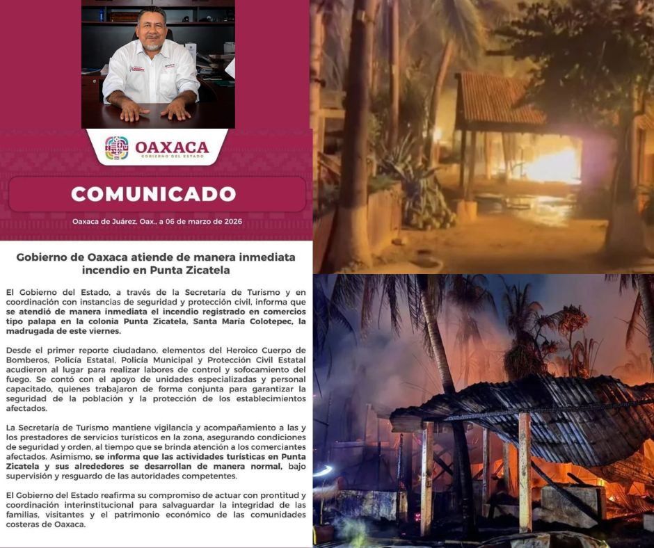 Incendio devasta Punta Zicatela en Oaxaca y queda reducido a cenizas la zona turística del Pacífico