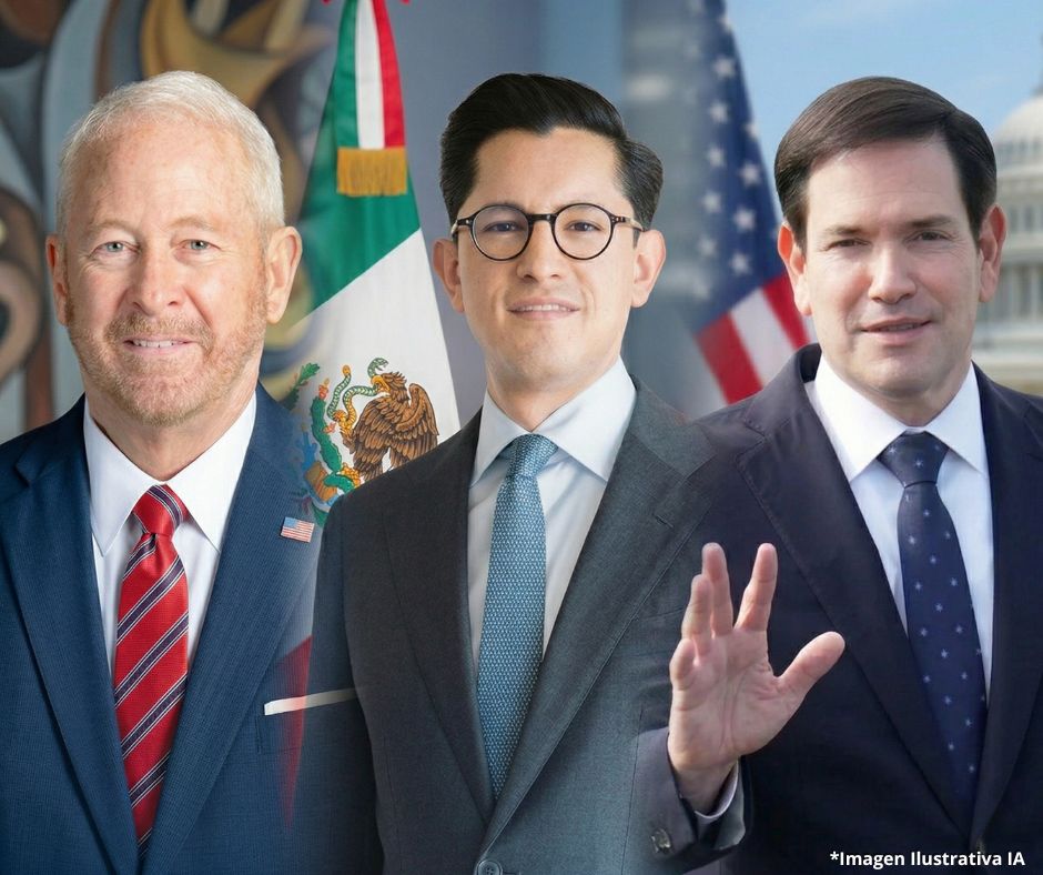 Velasco inicia contactos diplomáticos tras asumir la Cancillería; se reúne con Johnson y Rubio