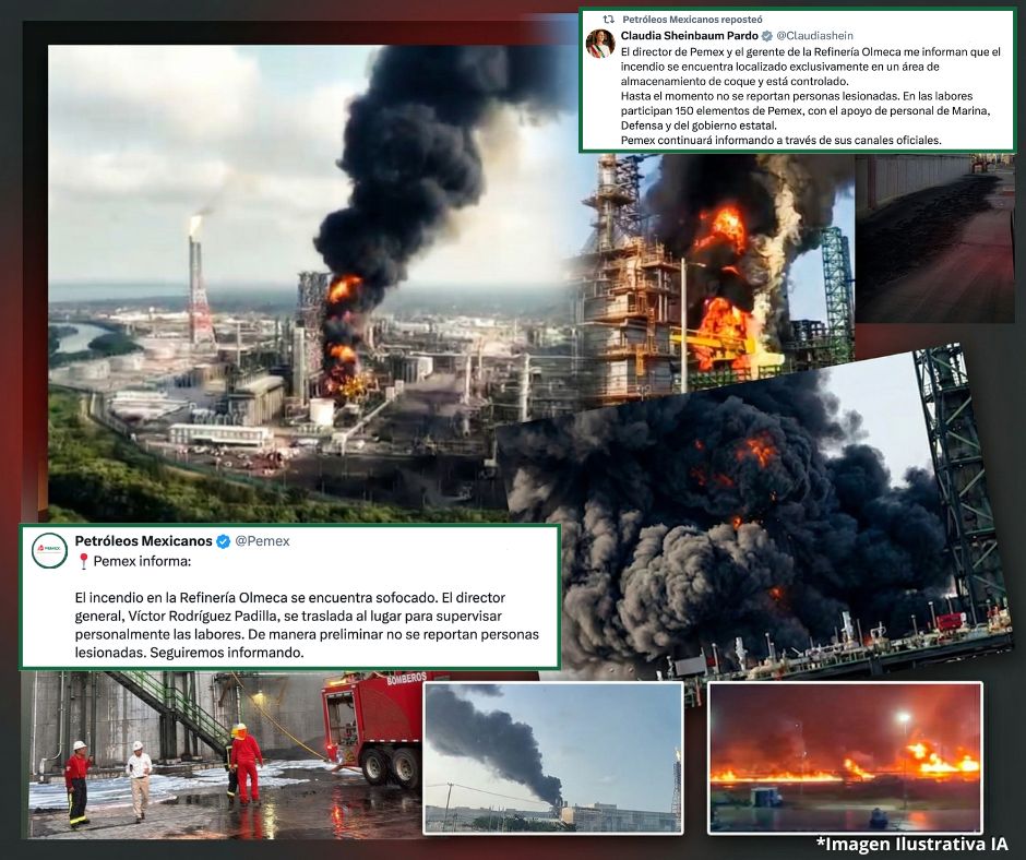 Incendio en refinería de Dos Bocas moviliza a 150 trabajadores; no se reportan lesionados