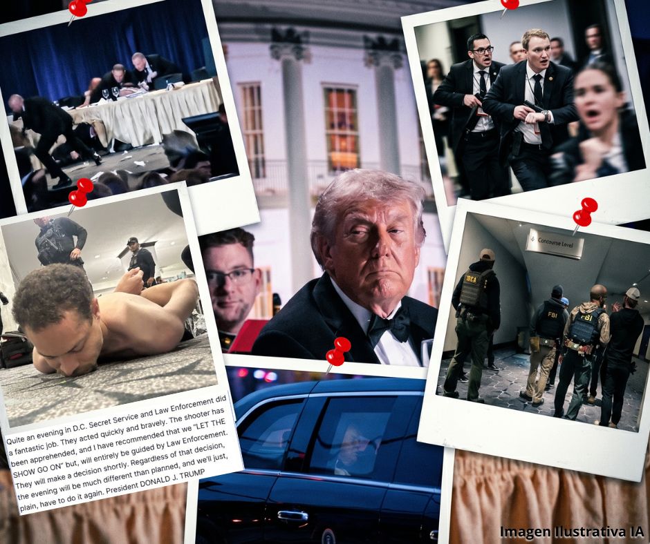 Tiroteo interrumpe cena de corresponsales en Washington; evacúan a Trump y detienen a sospechoso