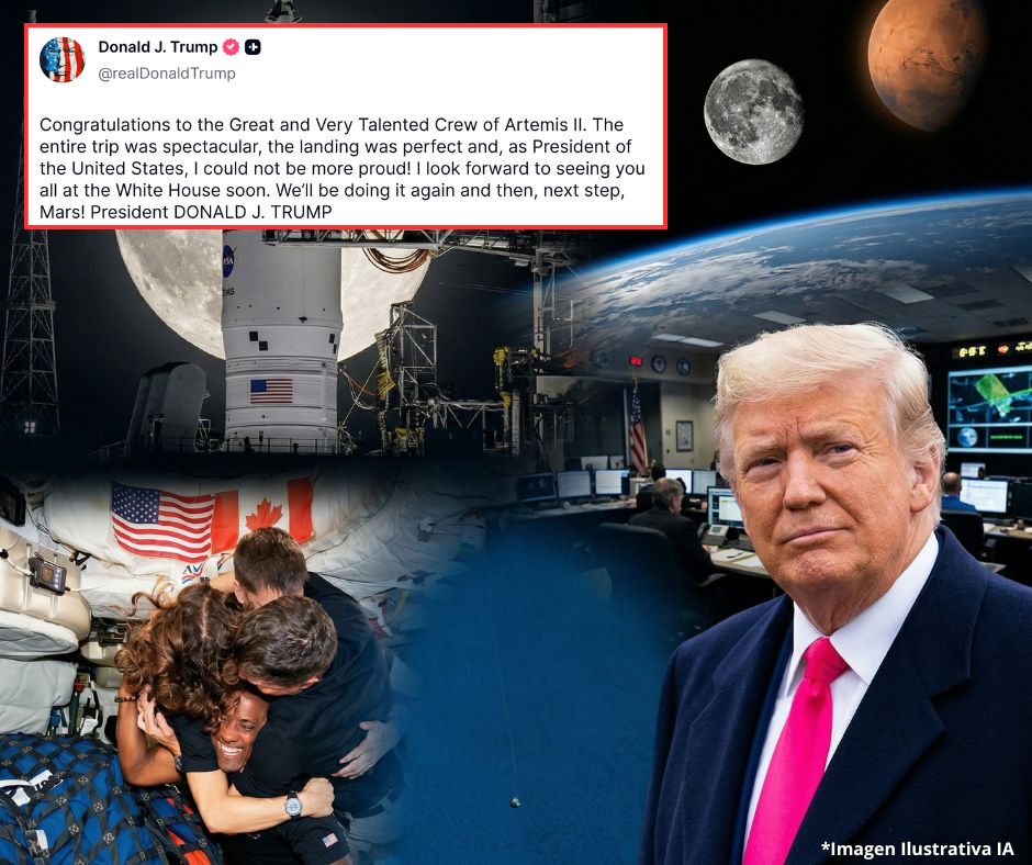 Artemis II marca nueva era espacial; Trump anuncia el siguiente destino: Marte