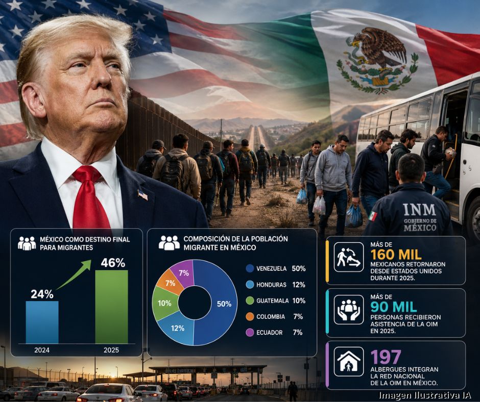 Efecto Trump redefine la migración: Bajan los cruces fronterizos y aumentan los retornos de mexicanos